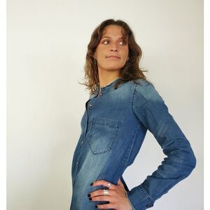Free People x Sandrine Rose Mandarine Denim long sleeve Shirt / shacket XS